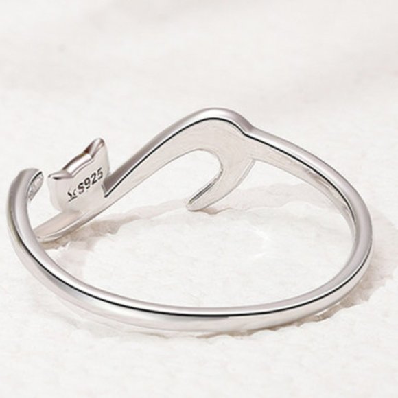 A Cute Cat Wrap ring Adjustable 925 Sterling Silver Ring Best Seller GIFT Kitten - Picture 3 of 7